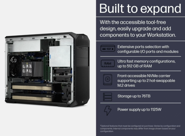 HP Z4 Tower G5 Business Desktop PC Workstation / Intel Xeon W processor / Windows 11 Pro / NVIDIA T1000 8 GB GDDR6 / 32 GB DDR5-4800 RAM / 1 TB HP Z Turbo Drive SSD Solid State Drive / 8L189PA - Image 5