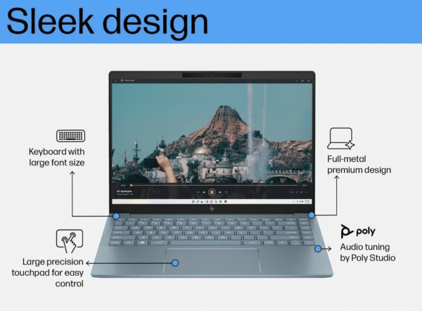 HP Pavilion Plus 14-ew1112TU Laptop / Blue / Intel Evo platform Powered by Intel Core Ultra 5 125H processor / Windows 11 Home / 14inch diagonal, WQXGA, 48-120 Hz IPS display / Intel Arc Graphics / 16 GB LPDDR5x-7467 RAM / 512 GB SSD / B6NX8PA - Image 7