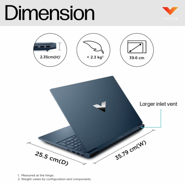 HP Victus 15-fb3012AX Gaming Laptop, Blue / AMD Ryzen5-8645HS processor / Windows 11 Home / (39.6 cm) 15.6inch display / NVIDIA GeForce RTX 3050 6GB / 16 GB DDR5-5600 RAM / 512 GB SSD / B86SZPA - Image 6